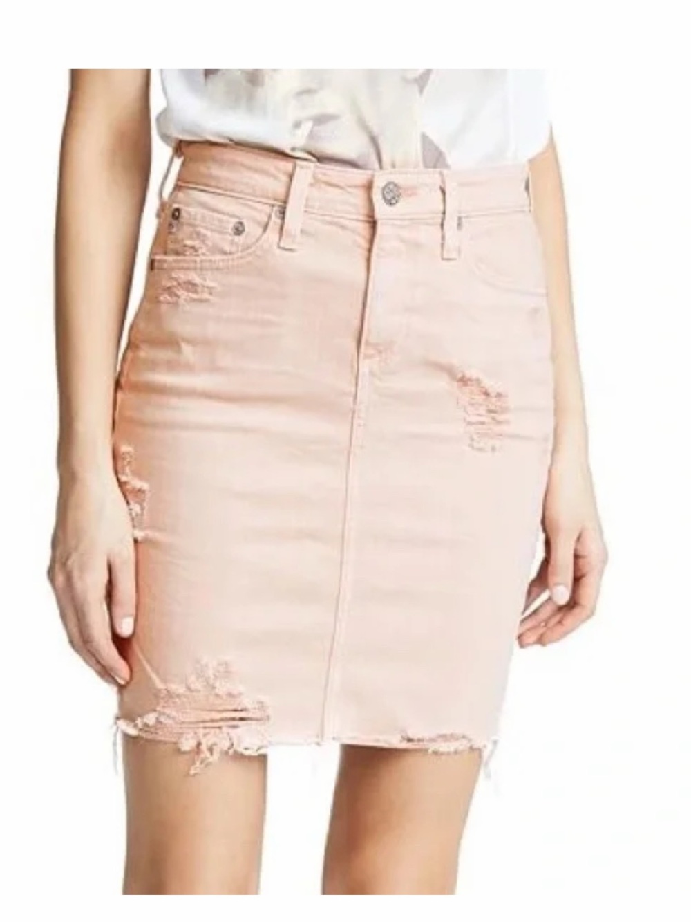 AG-ED - Light Pink Distressed Erin Pencil Skirt